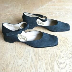 Salvatore Ferragamo Black Flats with Ankle Strap